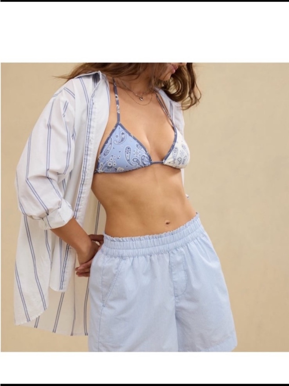 NWT Aerie Good Day Shorts Monaco Blue Striped Womens Size XL